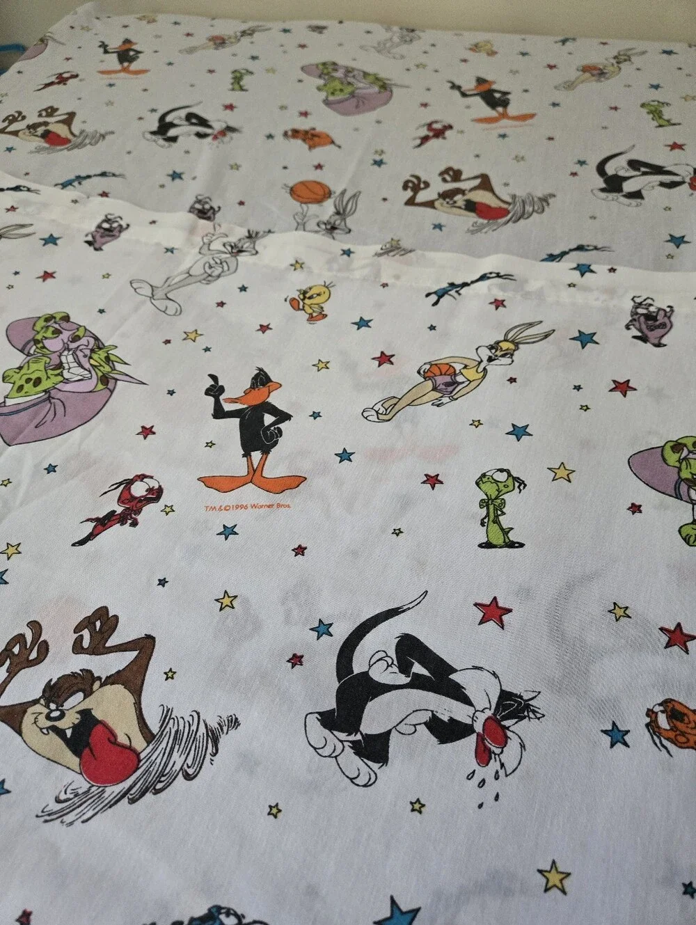 Vintage 1996 Space Jam Looney Tunes Twin Sheet Set Bibb Company Bugs Bunny